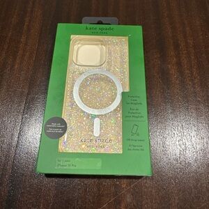Kate Spade Sparkling Glitter iPhone 15 Pro Case - Gold